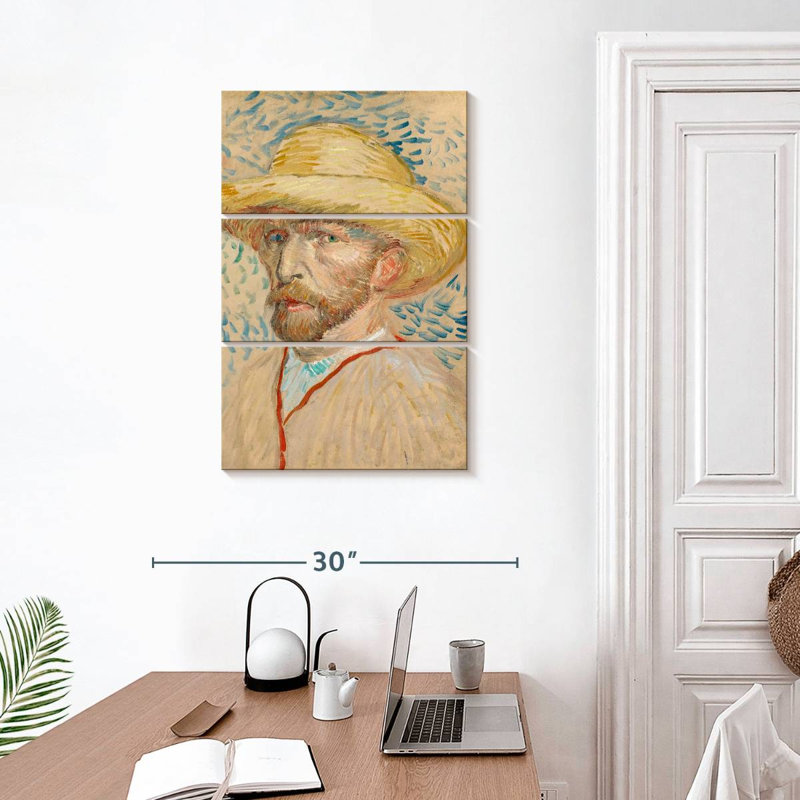 Autoportrait Leisha avec chapeau de paille, H 32 po x l 20 po