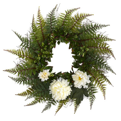 Fern and Chrysanthemum Artificial Wreath