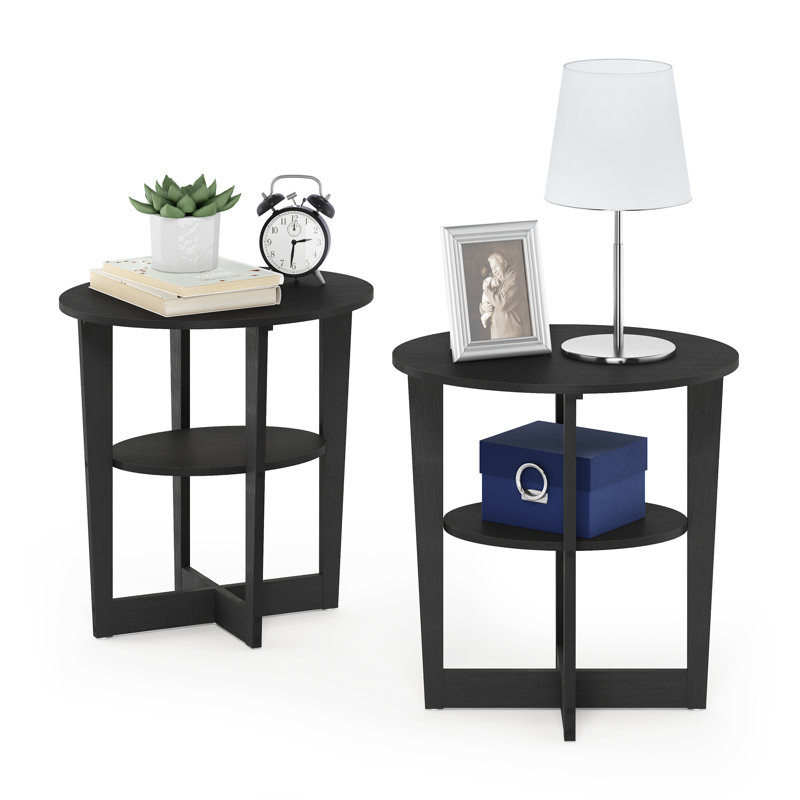 Bozko 2 Piece Oval Side Table Set, Walnut