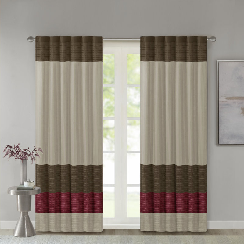 Amherst Polyoni Pintuck Single Curtain Panel, Red