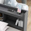 Lit simple avec bibliothèques en forme de L et prises de courant, 2 tiroirs, gris - Unité de tiroir pratique pour station de charge-1252465106