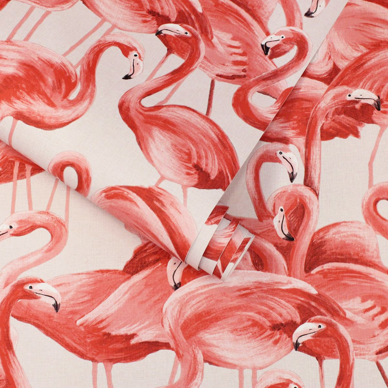 Papier peint adhésif Flamingo, Rose