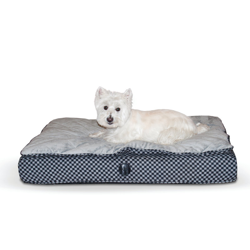 Feather Pillow Top chien Ortho, Petit (40" L x 30" W), Gris / Noir