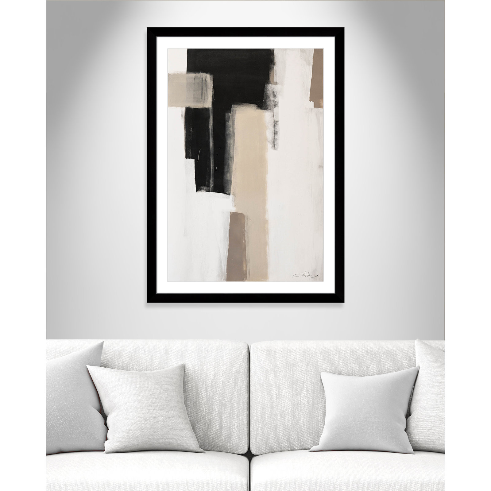 Calvin "Earth Scapes I" Print, 43" H x 31" W x 1.25" D, Black Cube Frame Matted