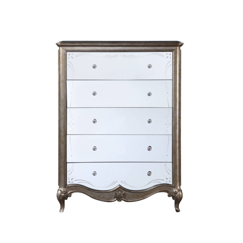 Commode à cinq tiroirs, Champagne antique