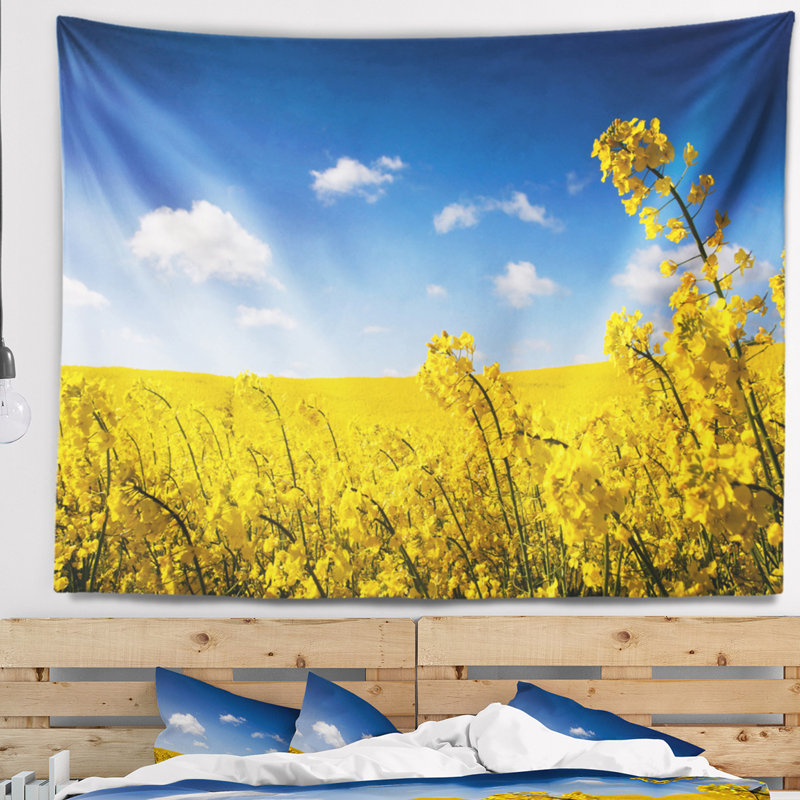 Tapisserie paysage paysage de canola jaune, H 32 po x l 39 po