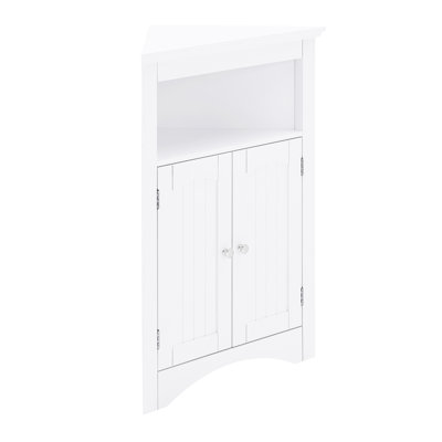 Buffet multifonctionnel blanc pour salle de bain et cuisine, profondeur de 24 pouces, planches réglables, armoire de rangement imperméable avec tablettes à portes, profondeur de 24 po, 26,4 lb, facile à assembler