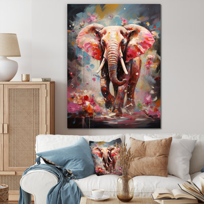 Imprimé sur toile, éléphant rose
