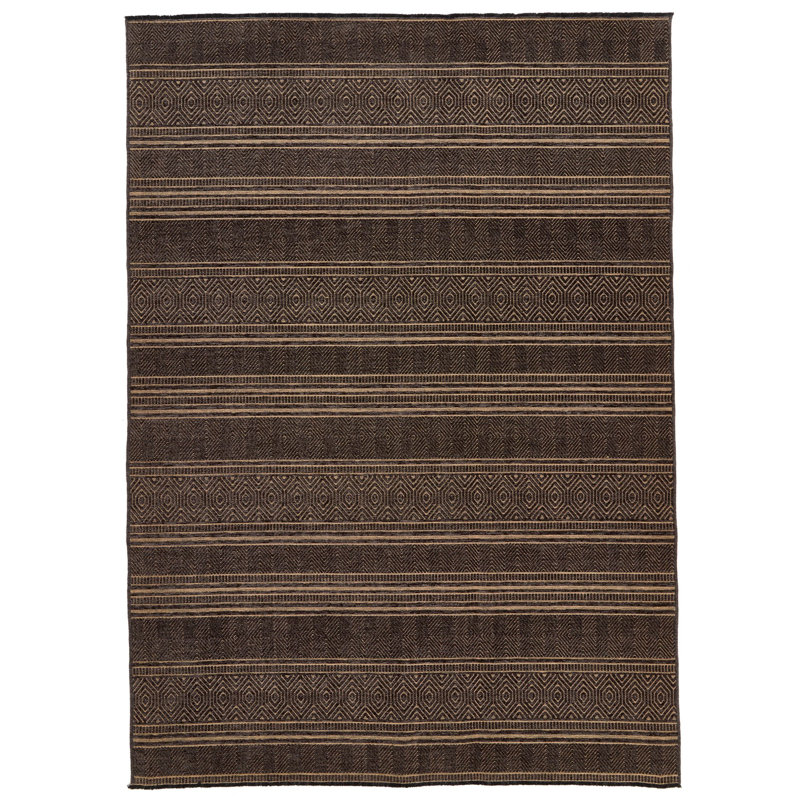 Tapis contemporain noir et beige 7 x 9
