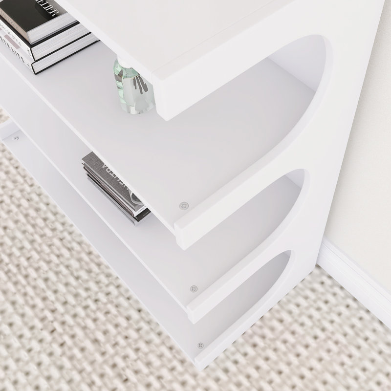 Étagère à livres et table basse multifonctionnelles à 4 niveaux, Blanc