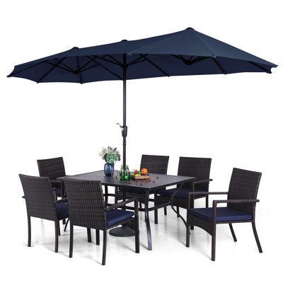 6 - Person Patio Dining Set with Rectangular Table , Cushions Included