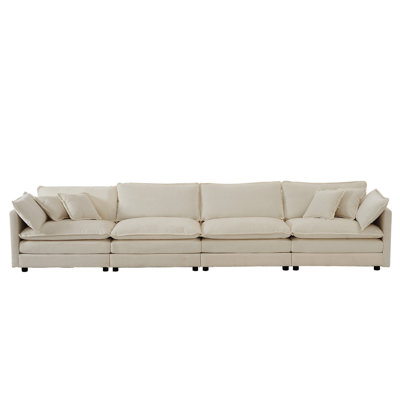 Tissu chenille 4 avec structure en bois massif - Confortable et respirant pour le salon, la chambre à coucher, le bureau à domicile, la base pivotante beige flexible