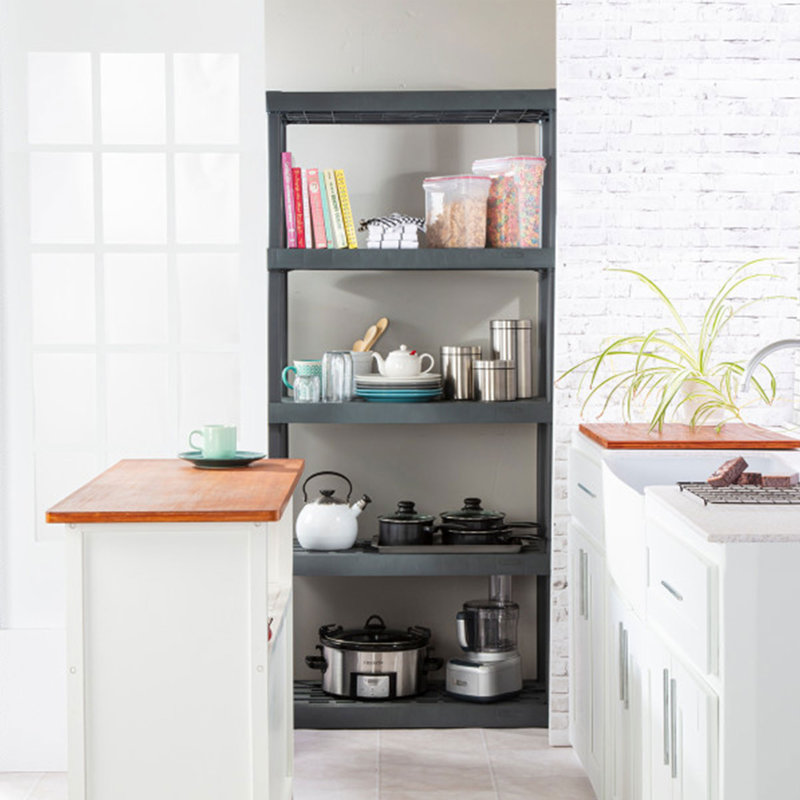 Sleek Gray 75" Heavy-Duty Plastic Shelving Unit with 5 Shelves