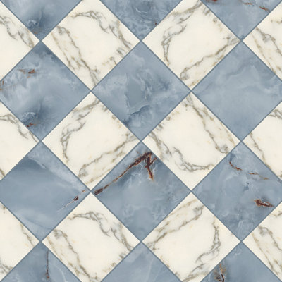 Prestige Checkerboard 8x8 Statuario and Azzurro