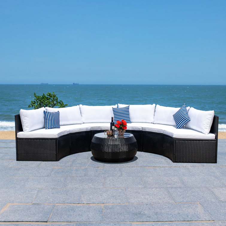 Cabble Wicker 6 - Person Patio Conversation Sets with Cushions