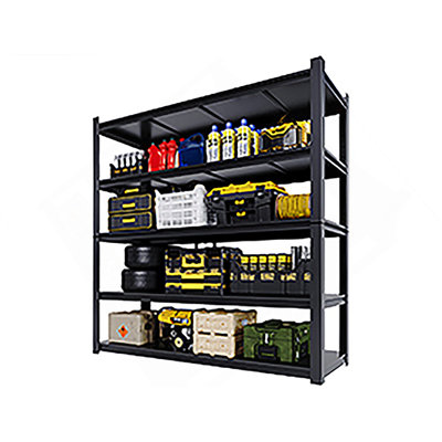 59" Wide Black Metal Shelves, With 5 Removable Dividers, Large Capacity, Strong Load Bearing, Suitable For Garage, Kitchen And Office.