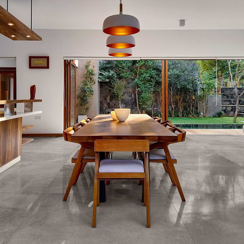 New Rock 48x48 Matte Porcelain Tile, Fossil Dark Gray