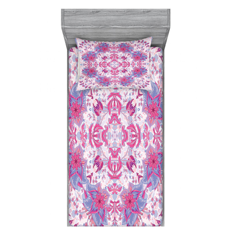 Microfiber Floral Sheet Set, Twin Sheet Set with 1 Pillowcase