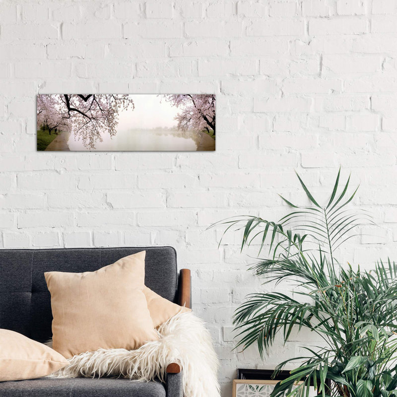 Cherry Blossoms At The Lakeside Washington Dc, Usa - Wrapped Canvas Panoramic Print, 30.48 cm H x 91.44 cm W x 1.91 cm D