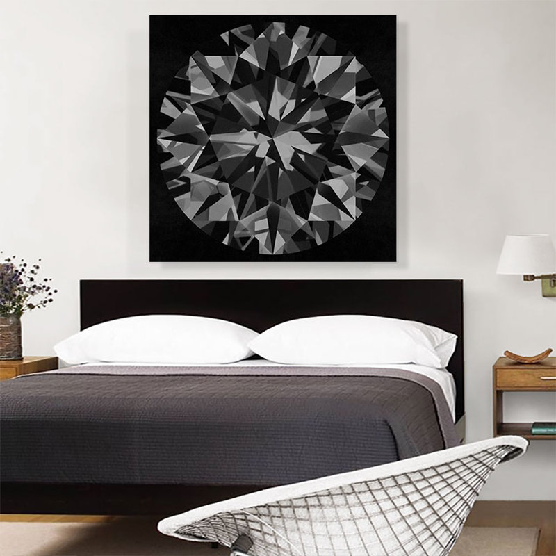 «Black on Black», ronde et brillante, diamant, bijou imprimé sur toile tendue, H 36 po x l 36 po x P 0,75 po