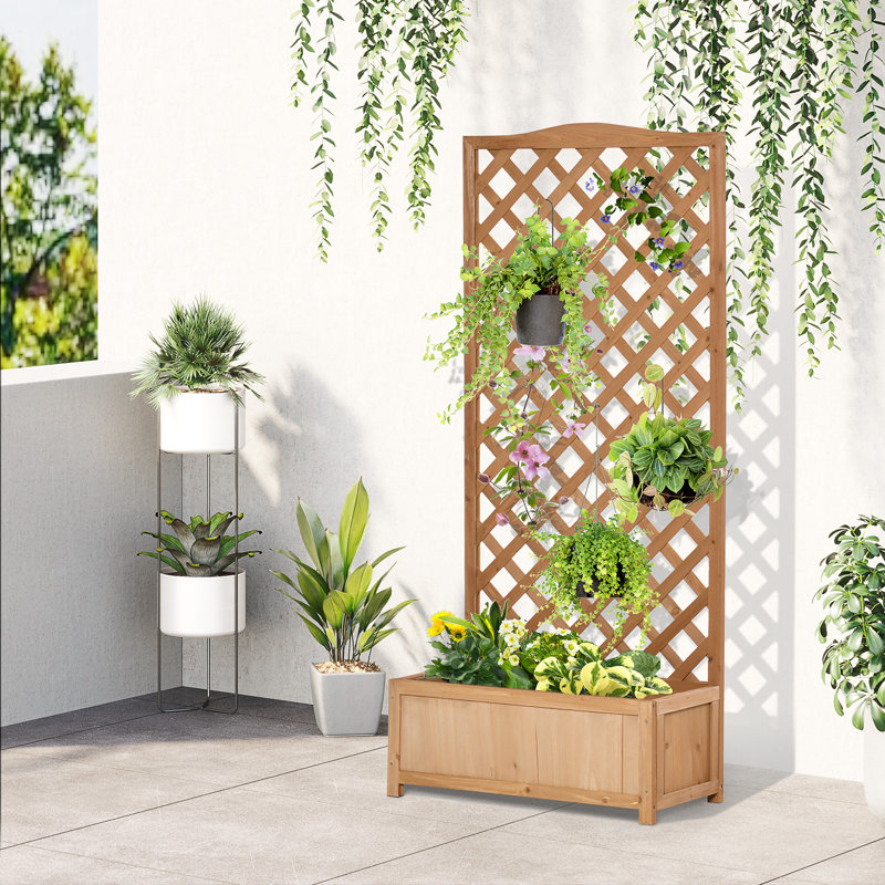 Remone Wood Planter Box with Trellis