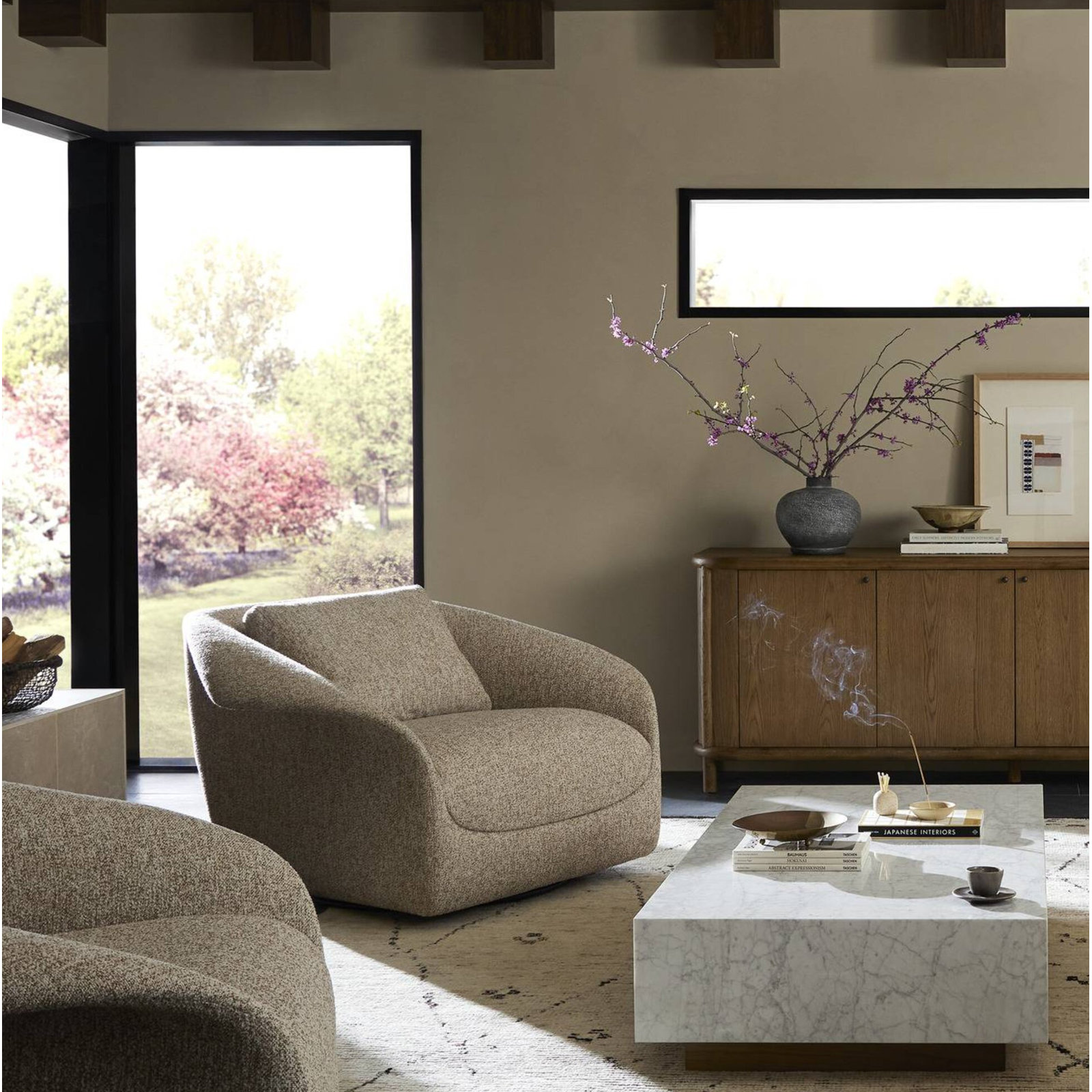 Latongia Pine Swivel Armchair, Yuma Dove