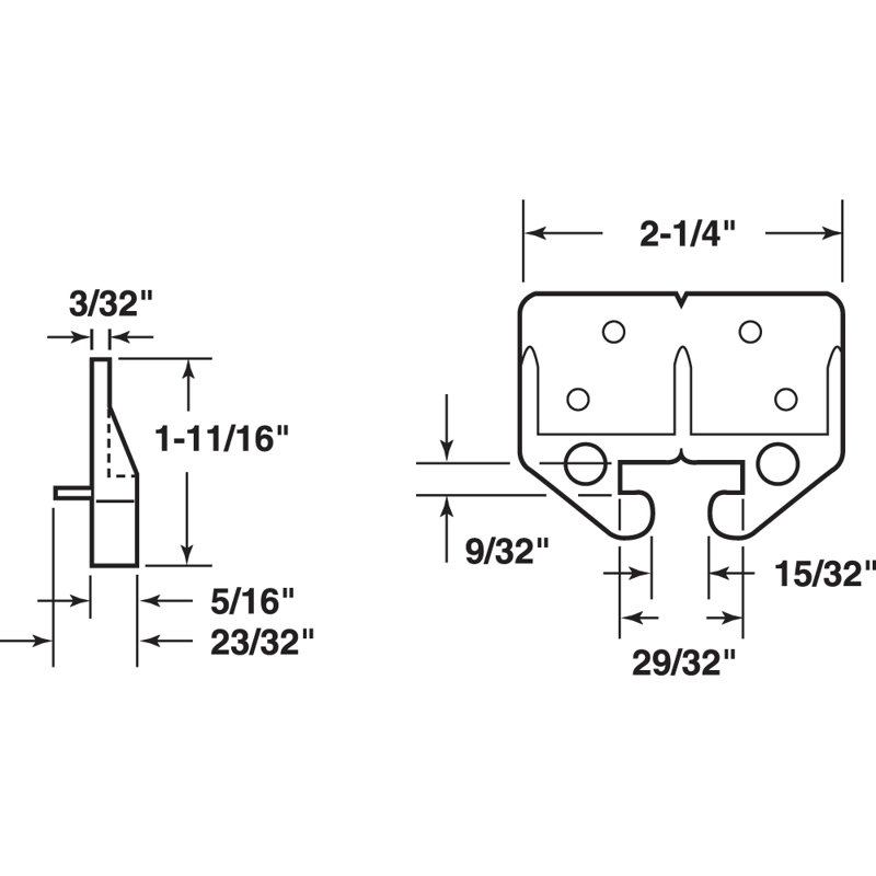 Glissières de tiroir Prime-Line pour rails de 1/4 po x 7/8 po