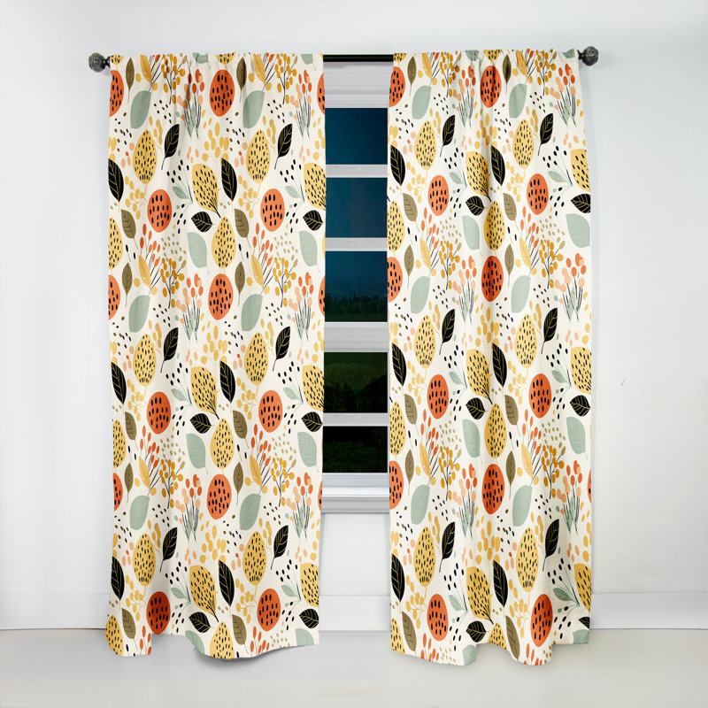 Feuilles de couleur douce - motif tropical I - rideau en velours tropical - obscurcissant - 1 panneau, L 52 po x L 63 po