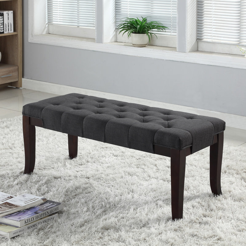Tufted Bench, Fabric, Gray