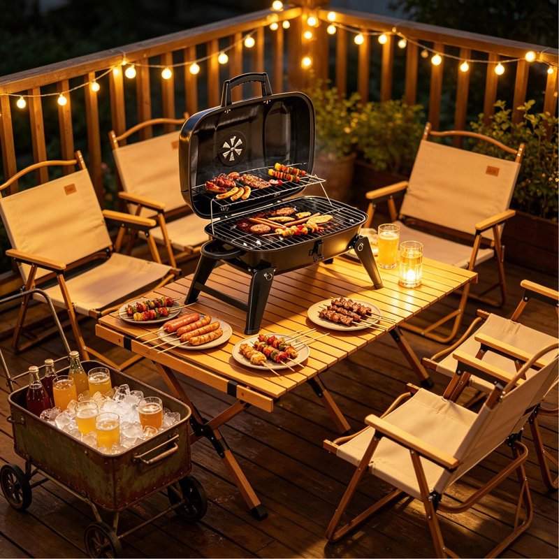 Compact Tabletop Portable Charcoal BBQ Grill