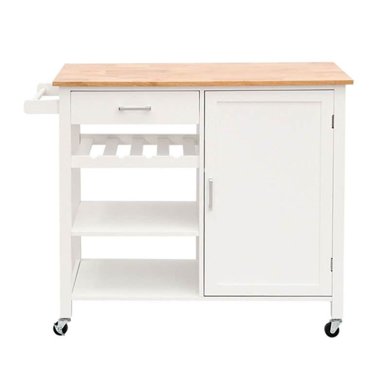 Heiss 111cm W Kitchen Island and with Locking Wheels