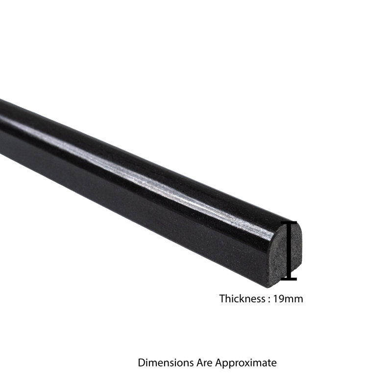 12" Black Polished Granite Bullnose Tile Trim