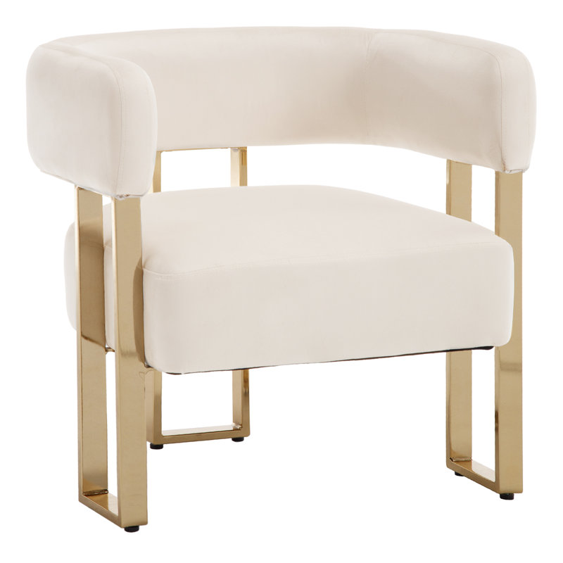 Nyjee Upholstered Barrel Chair, Beige Velvet
