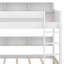 Lit superposé avec lit gigogne et tablettes de rangement, lits superposés en bois avec échelle-385877085-385877087