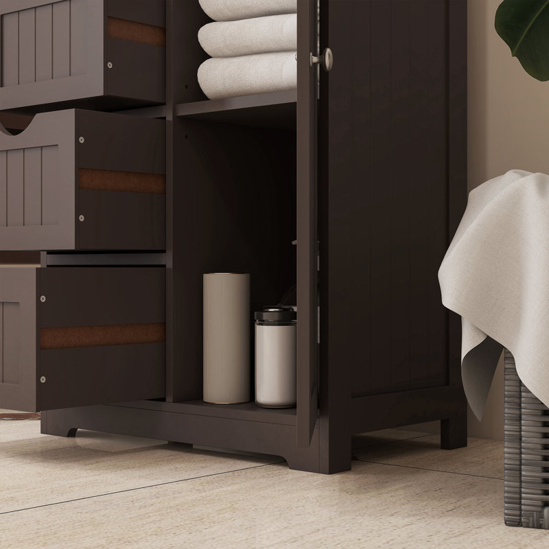 Armoire de salle de bain autoportante, Brun foncé