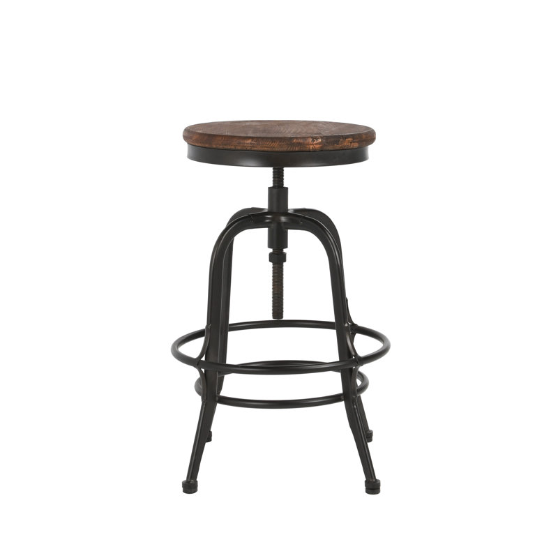Swivel Solid Wood Adjustable Height Stool, Black