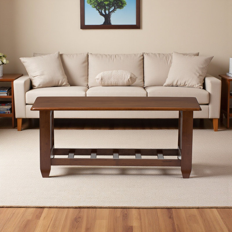 Piquant Natural Wood Living Room Occasional Table in Cherry, 17.14'' H X 40.30'' W X 20.37'' D