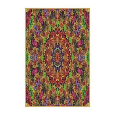 Tapis rouge/vert/bleu tissé à la machine