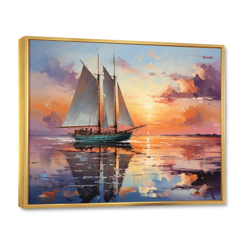 Volner voilier maritime, mélodie I sur toile, H 16 po x l 32 po x P 1 po, Cadre flottant doré