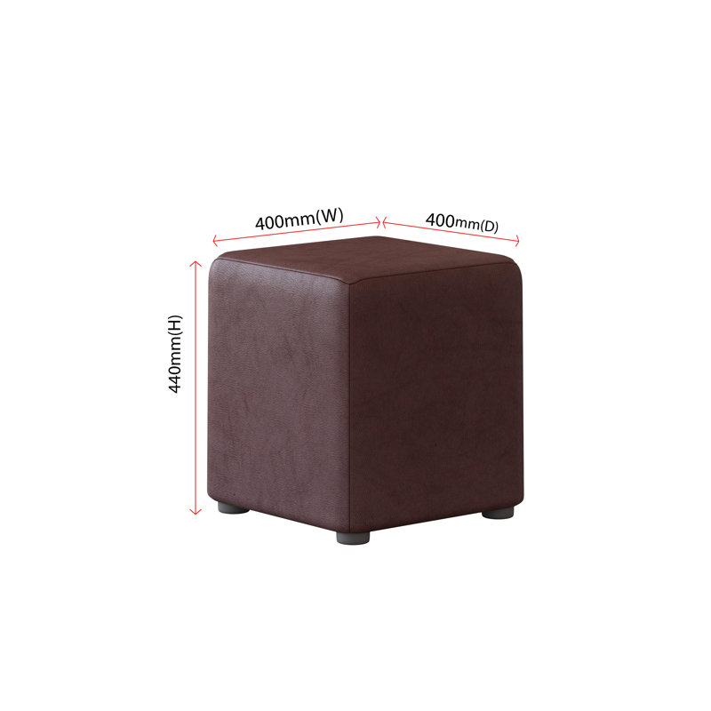 Manufactured Wood Accent Stool, Italian Leather, Ox Blood Red
