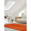 Tapis orange brûlé en laine noué à la main de conception unique 6 pi 7 po x 9 pi 11 po