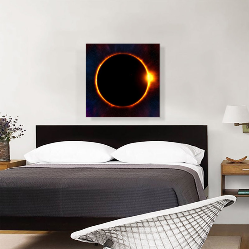 Solar Eclipse Moon Blocking out Sun - reproduction de photo sur toile tendue, H 26 po x l 26 po x P 0,75 po