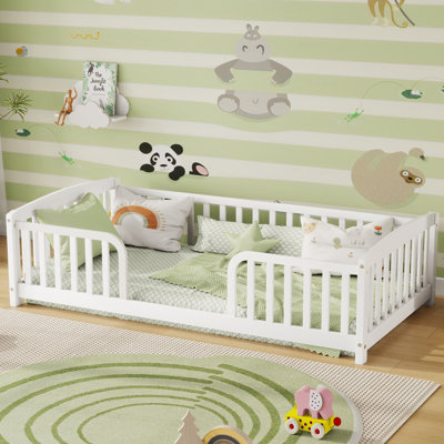 Kids Floor Platforms Bed With Fence