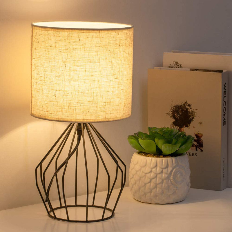 Hakun Metal Table Lamp, Linen, Black