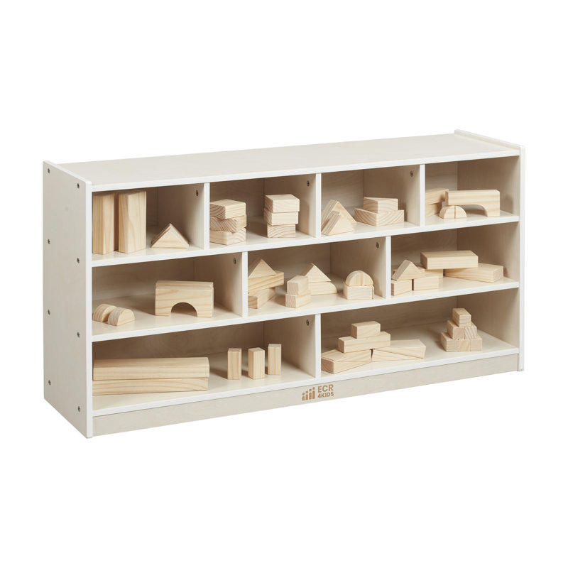 Large White Wash Birch Mobile Block Storage Cart