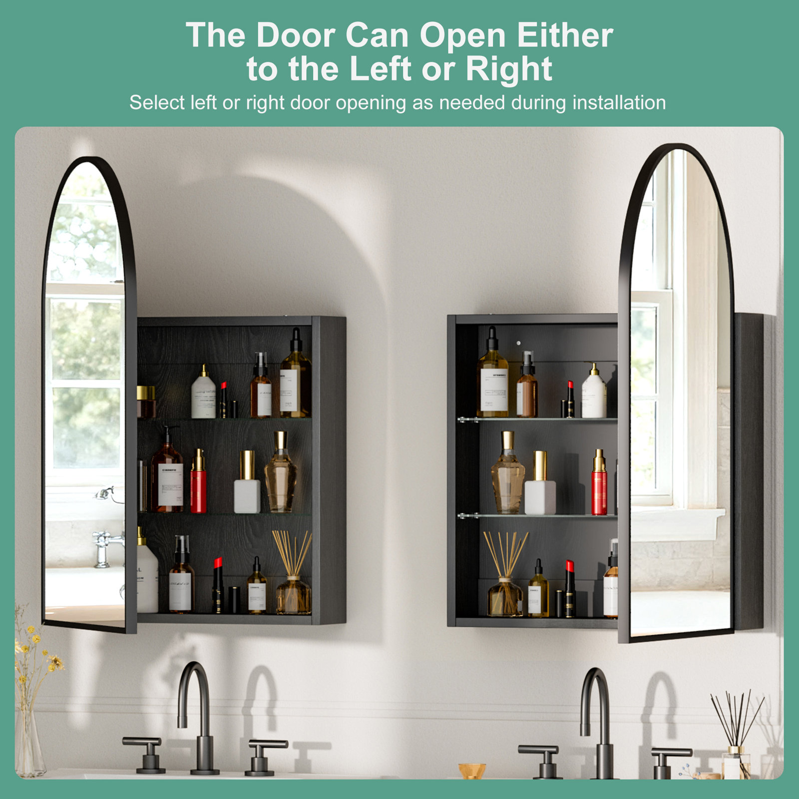 Frameless Reversible Medicine Cabinet, 19.69"