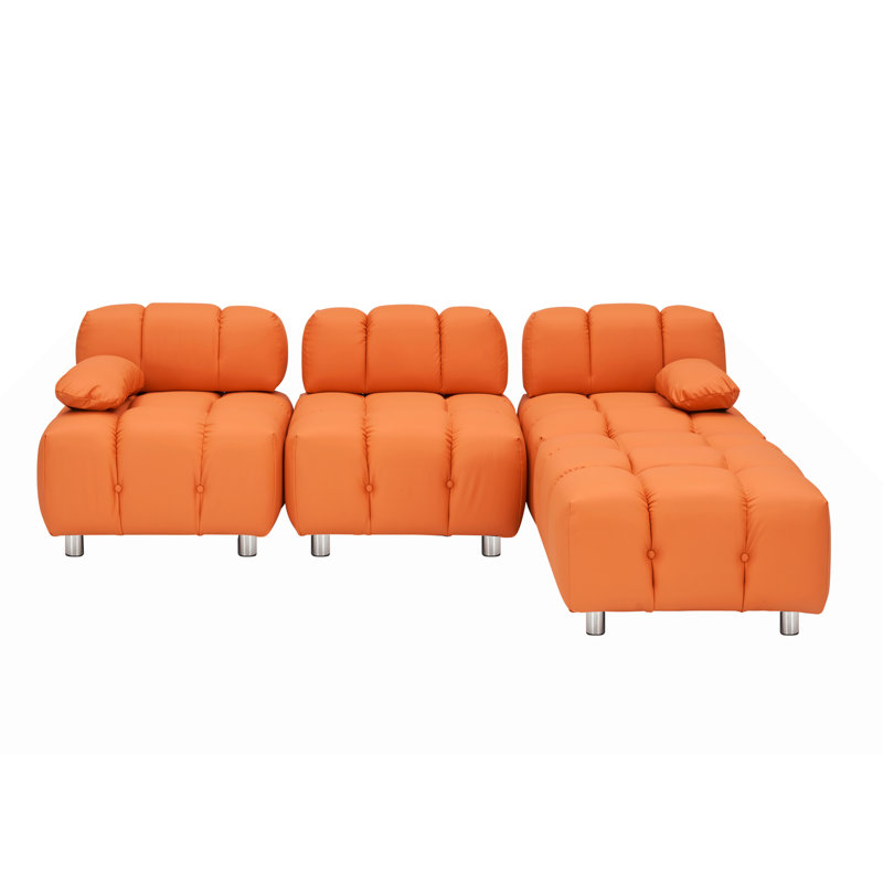 90,60 pouces Technologie Canapé en tissu Canapé modulaire Canapé convertible Canapé moderne, Orange