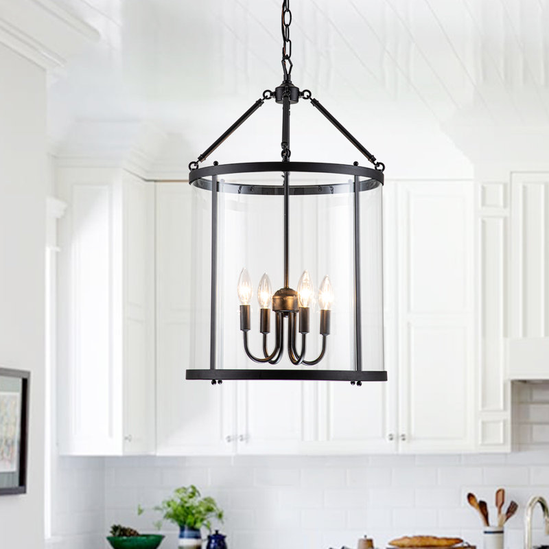 4 - Light Chandelier with Glass Accents