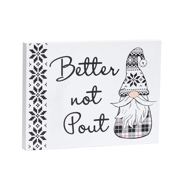 The Holiday Aisle® Better Not Pout Wood Block | Wayfair