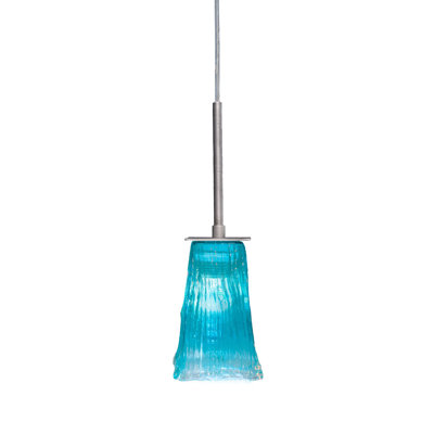 Mini-luminaire suspendu à cordon Quattrucci présenté dans une finition graphite avec verre cristal sarcelle carré de 5 po